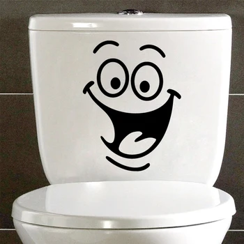 Autocollant Frigo Rigolo 4 Pcs Autocollants Smiley Muraux Humoristiques - Stickers WC Réfrigérateur Drôles, Visage Souriant 24x18 Cm, Décoration Fun Noir