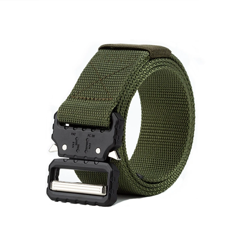 Army green belt Военный боевой ремень с металлической пряжкой, ремни на талию, регулируемые, высокое качество, нейлон, аксессуары для охоты, для мужчин, армейский Тактический - Color: Army green belt