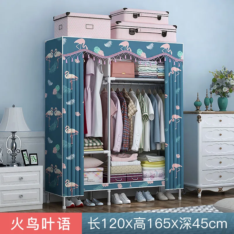 Steel Pipe Thickened Wardrobe Simple Cloth Wardrobe Rental Room Home All Steel Frame Cloth Cabinet Hanging Clothes Cabinet
