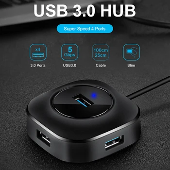 USB Hub USB 3.0 Hub 2.0 USB متعدد المنافذ الفاصل محول 4 منافذ سرعة صغيرة متعددة 3 Hab usb3.0 HUB ميناء USB-Hub المتوسع للكمبيوتر 1