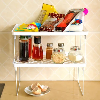 

Adjustable Multifuntion Plastic Foldable Storage Rack Kitchen Bathroom Shelving Holders Multi Use Organizer Storage Rack Holder