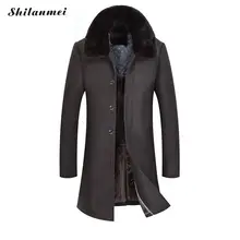 Мужское осеннее пальто кофейного цвета, плюс размер, Мужское пальто, теплое зимнее пальто с меховым воротником и длинными рукавами, Повседневная Длинная Куртка, Abrigo Hombre 4xl