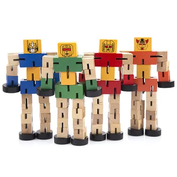 

Wooden Transformation Robot Building Blocks Intelligence Educational Development Gifts Funny Easy To Do Toys for Children