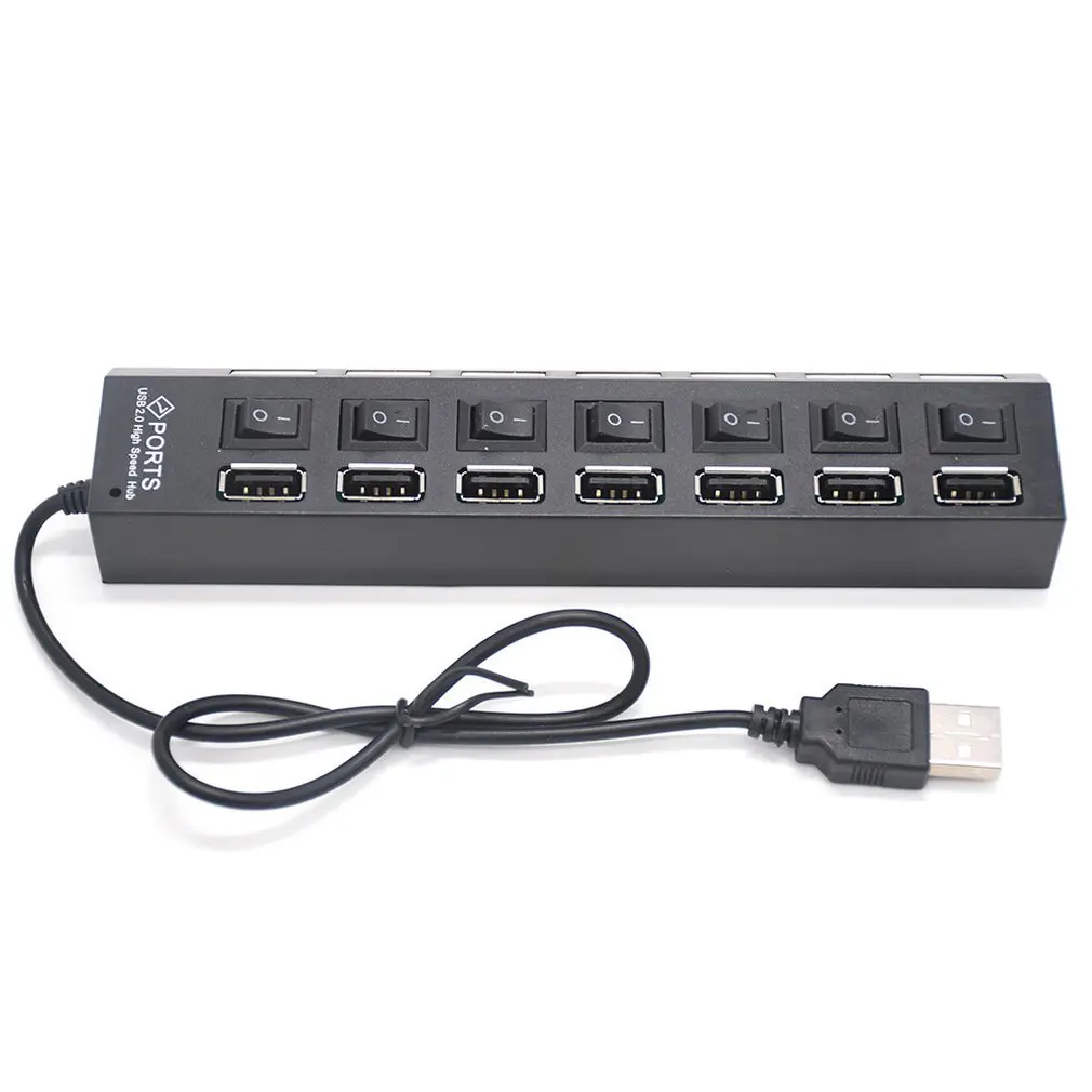 Concentrador de extensión de interruptor LB18, concentrador USB 2,0 de 7 puertos, concentrador de extensión USB para ordenador, un drag seven USB2.0 splitter