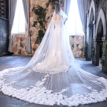 Новое поступление. Роскошная Длинная свадебная вуаль с расческой, украшенная блестками, длиной 4 метра. Высококачественная свадебная вуаль белого цвета и цвета слоновой кости. Новинка