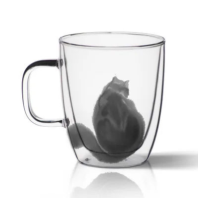 Mug L Стеклянные чашки с двойными стенками для кофе, кружки для чая и воды, большие товары для рукоделия Fincan, простые кружки ручной работы, персонализированные простые кружки QZJ053 - Цвет: Mug L