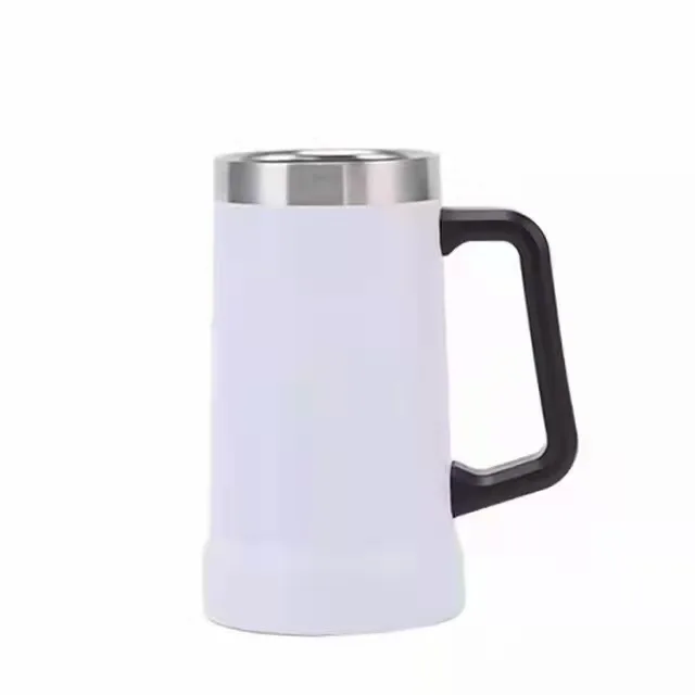 Harge Capacity OIutdoor Beer Cup With Handle Handy Mug Thermal Insulation 304 Double-Layer Stainless Steel Beer Cup With Cup Hol cheap glassware