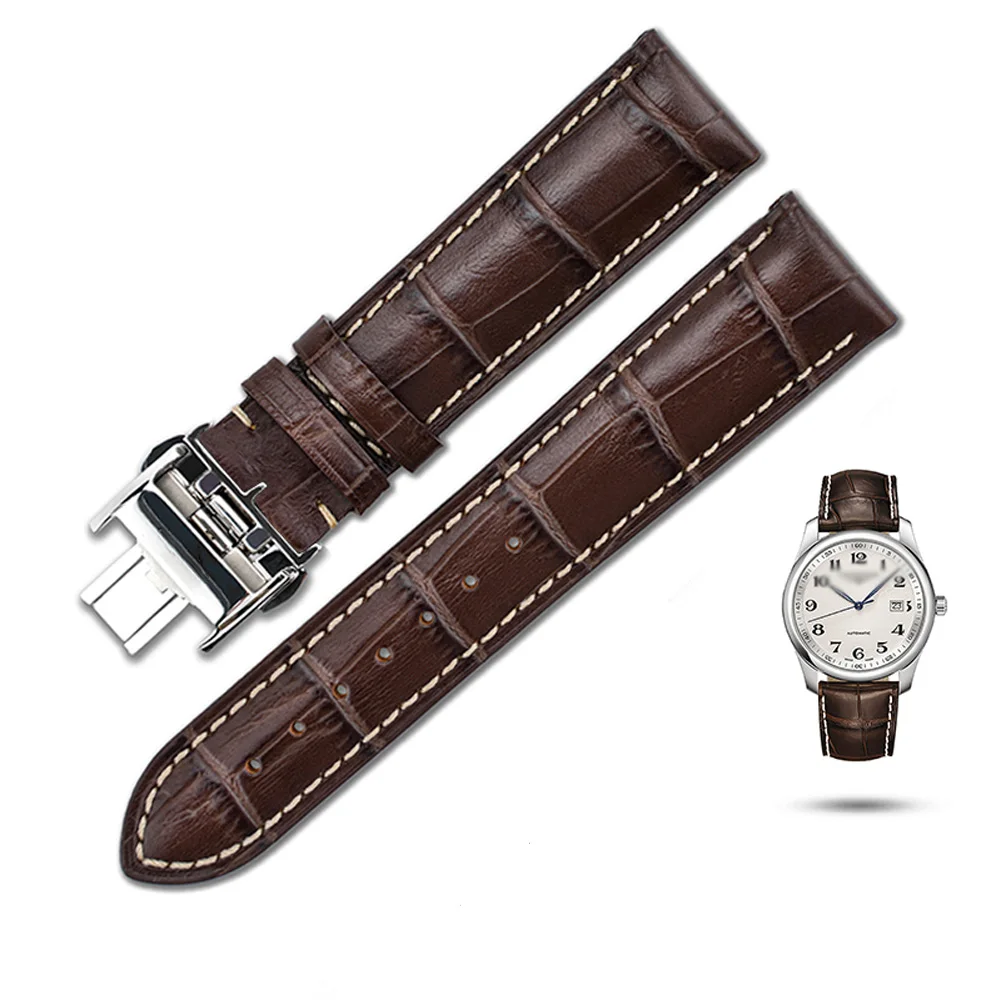 Blue pink OT для мужчин G заменитель Longines полный спектр кожаный ремешок бабочка двойная кнопка водонепроницаемый дышащий для мужчин и женщин часы полосы - Цвет ремешка: Blue pink