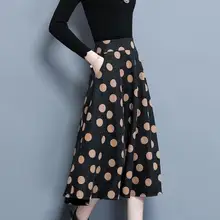 Юбка макси эластичная высокая талия осень зима клетчатые юбки длинные юбки макси винтажная плиссированная юбка с карманом DF923