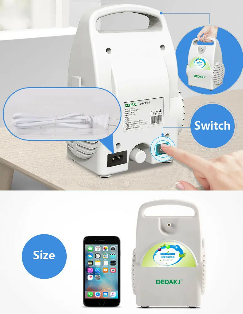 220V портативный профессиональный медицинский Nebuliser воздушный компрессор ингалятор распылитель