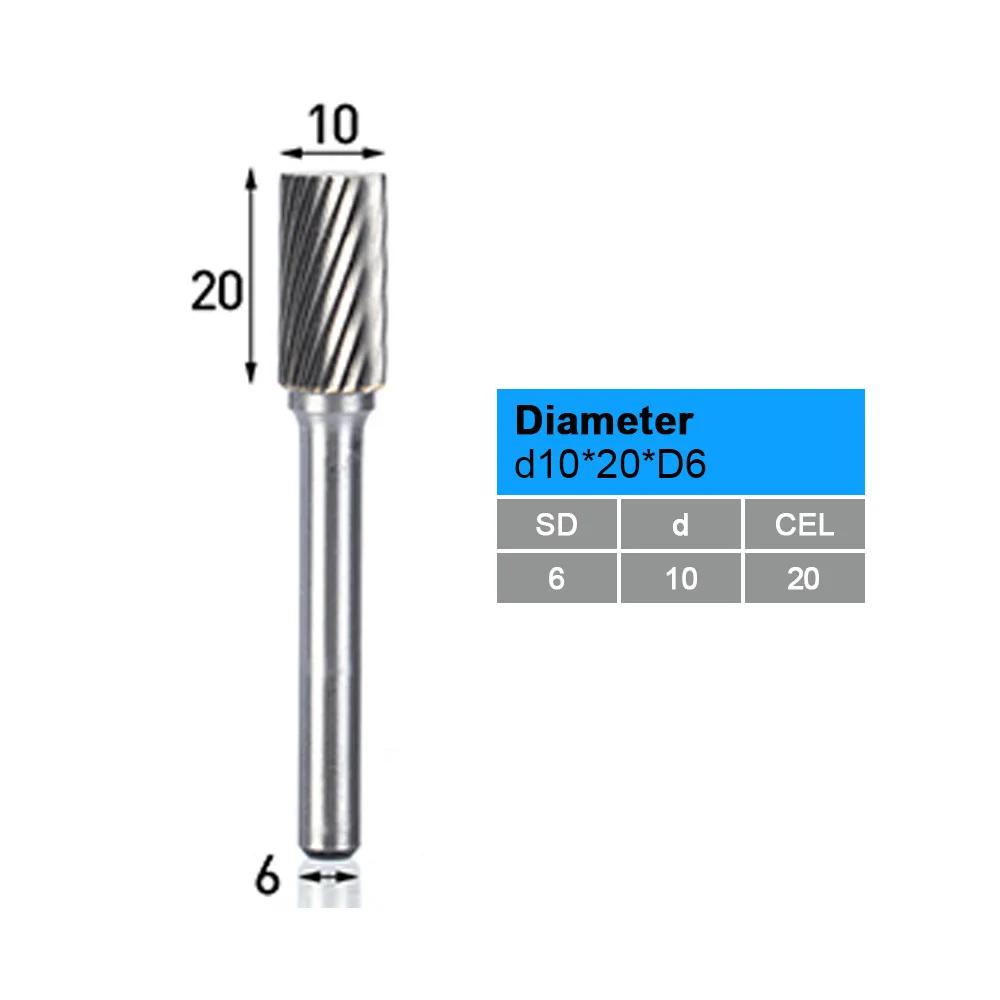 UCHEER 1 шт. 6 мм Тип A роторный заусенец один отрезной Металл шлифовальный резьба головка фрезы - Длина режущей кромки: 6d-10D-20l-A