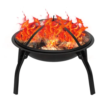 

22" Four - legged Folding Iron Brazier Wood Burning Fire Pit Decoration for Backyard Poolside
