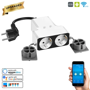 

Wifi Smart Socket Two EU Outlet 16A Metering Version Plug Energy Monitoring Timer Switch Waterproof Works With Alexa Google