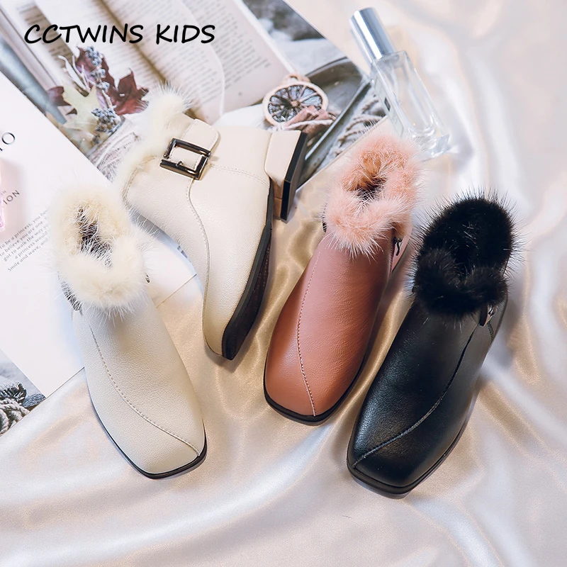 CCTWINS Kids/Новинка года; Зимние Теплые ботильоны для маленьких девочек; детская модная черная мягкая обувь; Детские брендовые меховые ботинки принцессы; FB1786