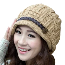 Sparsil женская утепленная вязаная шапка с наушниками теплая шерстяная ОБЖИМНАЯ вязаная шапка женская осенне-зимняя с пуговицами шапочки для девочек