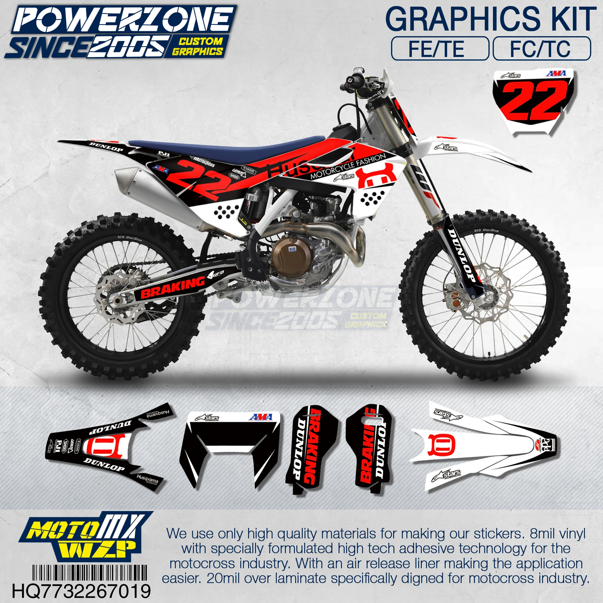 Фотообои PowerZone наклейки 3M на заказ для Husqvarna 2017 до 2019 FE TE FC TC 250 500cc 719|Наклейки и