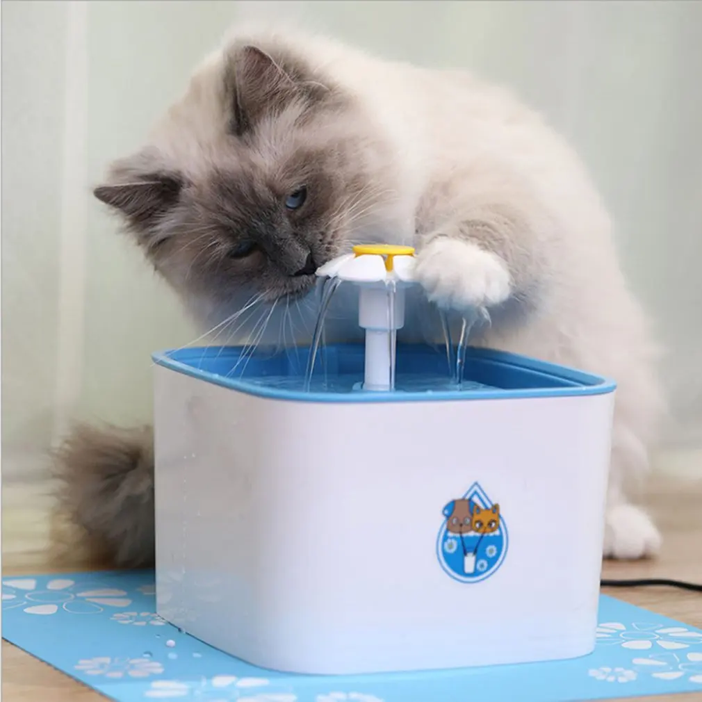 Pet Dog Cat Automatic Electric Drinking Bowl Filter 2L Water Fountain Electric Water Fountain Drinker Bowl Pet Blue