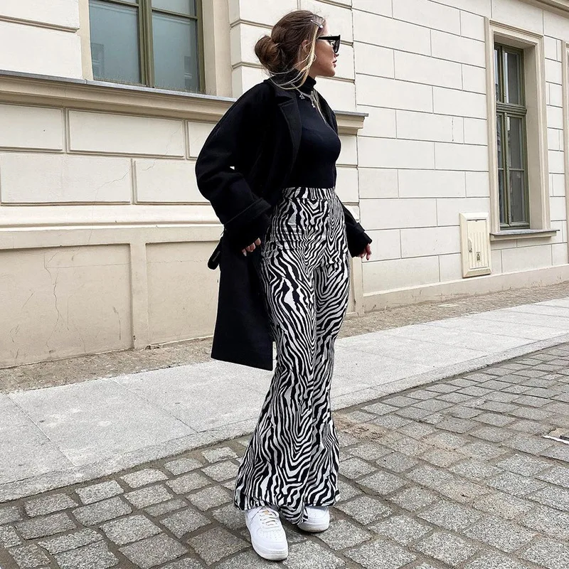 Flare Pants High Waist Baggy Trousers 