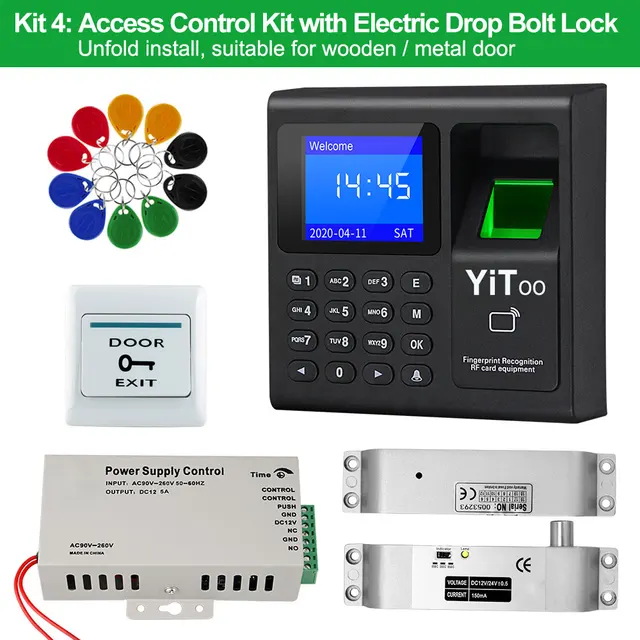 YiToo Complete Fingerprint Password Access Control Set Attendance Check Electronic Smart Door Lock Power Supply Biometric Lock Kit4