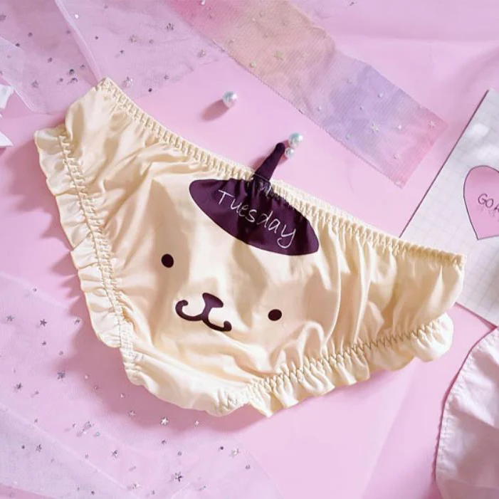 Kawaii Melody Purin Dog Cat милые трусики для девочек трусы с ушками женское нижнее белье повседневная одежда молочный шелк Pantsu аниме - Цвет: Purin