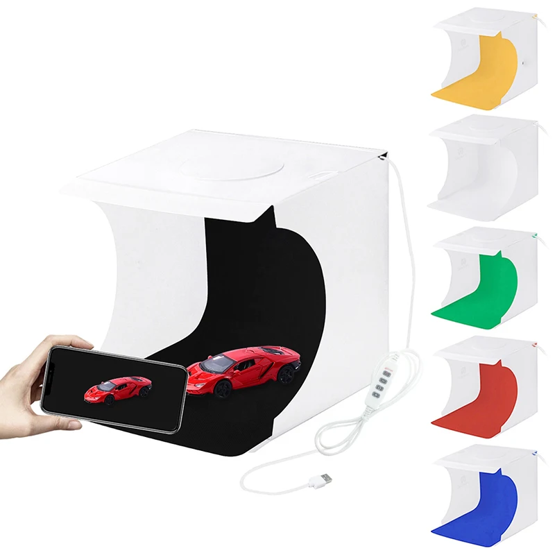 

Portable Mini Folding Light Box Photography Ring LED Panel Small Photostudio Shooting Tent Photography Box Kit 6 Color Backdrops