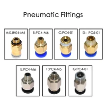 Raccords pneumatiques pour imprimante 3D, pièce de modèles PC4 M6, plusieurs options pour les tubes connecteurs PTFE de 4 mm, 