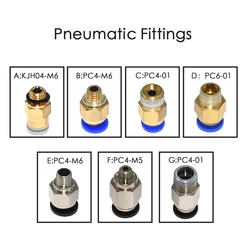 Raccords pneumatiques pour imprimante 3D, pièce de modèles PC4 M6, plusieurs options pour les tubes connecteurs PTFE de 4 mm, 