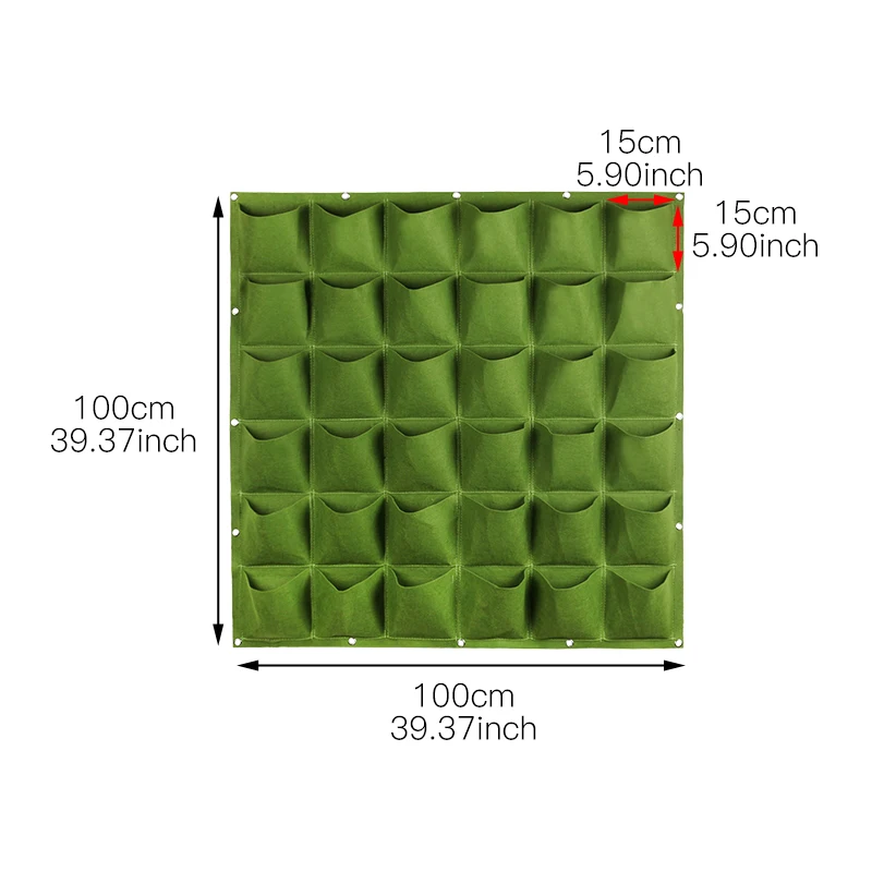 Pocket wall-mounted planting bag 9/18/36 size green plants planting vertical garden life planter gardening supplies container