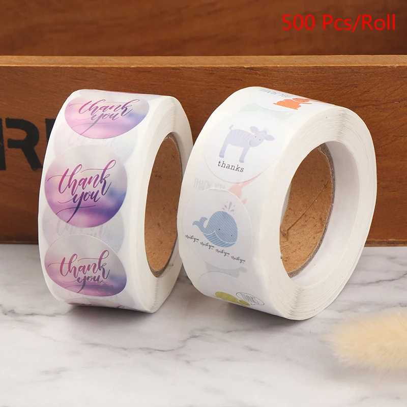 Фотообои с размытым круглым фоном 500 наклеек в рулоне для посылка