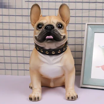 

18 Inches Modern French Bulldog Art Sculpture Simulation Animals Dog Statues Resin Art&Craft Home Decoration Accessories R2477