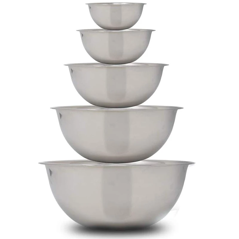 

Meal Prep Stainless Steel Mixing Bowl (5-Piece Set) Home, Refrigerator, and Kitchen Food Storage Organizers Eco Friendly, Heavy