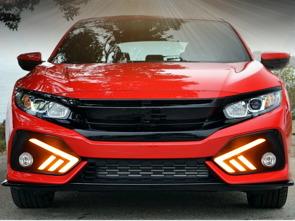 CSCSNL 2 шт. для Honda Civic 10th хэтчбек авто светодиодный DRL дневные ходовые огни с желтым указателем поворота
