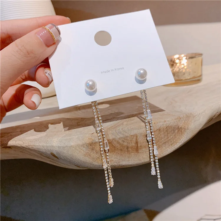 

Pearl Tassel Dangle Earrings for Women New Arrival Fashion Trend Geometric Jewelry Earrings for Party Wedding Elegant Earring