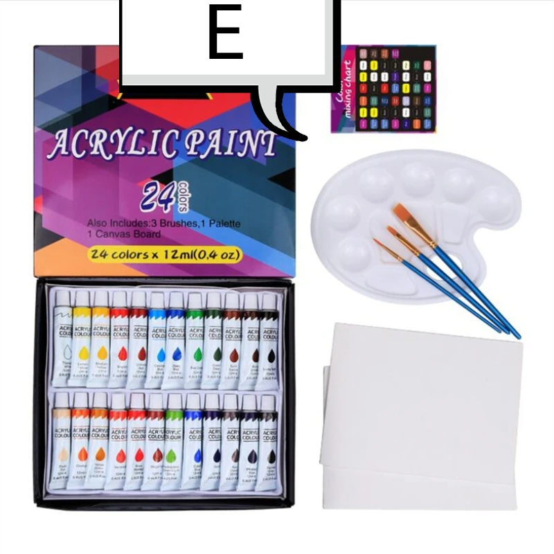 Acrylic Paint Set 12/24 Colors Watercolor Acrylic Oil Painting Pigment for artists Drawing Ceramic Stone Wall Paints Tubes Craft
