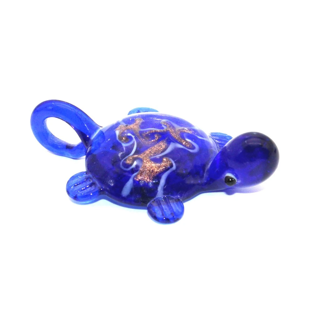 Blue 1 шт модные стеклянные кулоны в форме черепашек Из Муранского Искусства, ожерелье,, подарочная коробка - Окраска металла: Blue