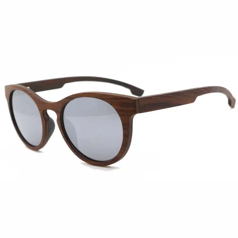 silver lens BerWer Wood Sunglasses Polarized UV400 Lens Men Women Glasses can Engraved Dropshipping - Цвет линз: silver lens
