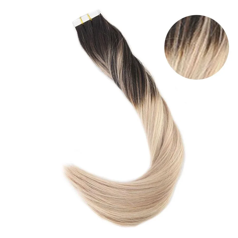 Полный блеск Balayage цвет омбер человеческие волосы на ленте для наращивания 20 шт 50 г блонд коричневый лента для наращивания машина сделано remy - Цвет: 1b 18 60