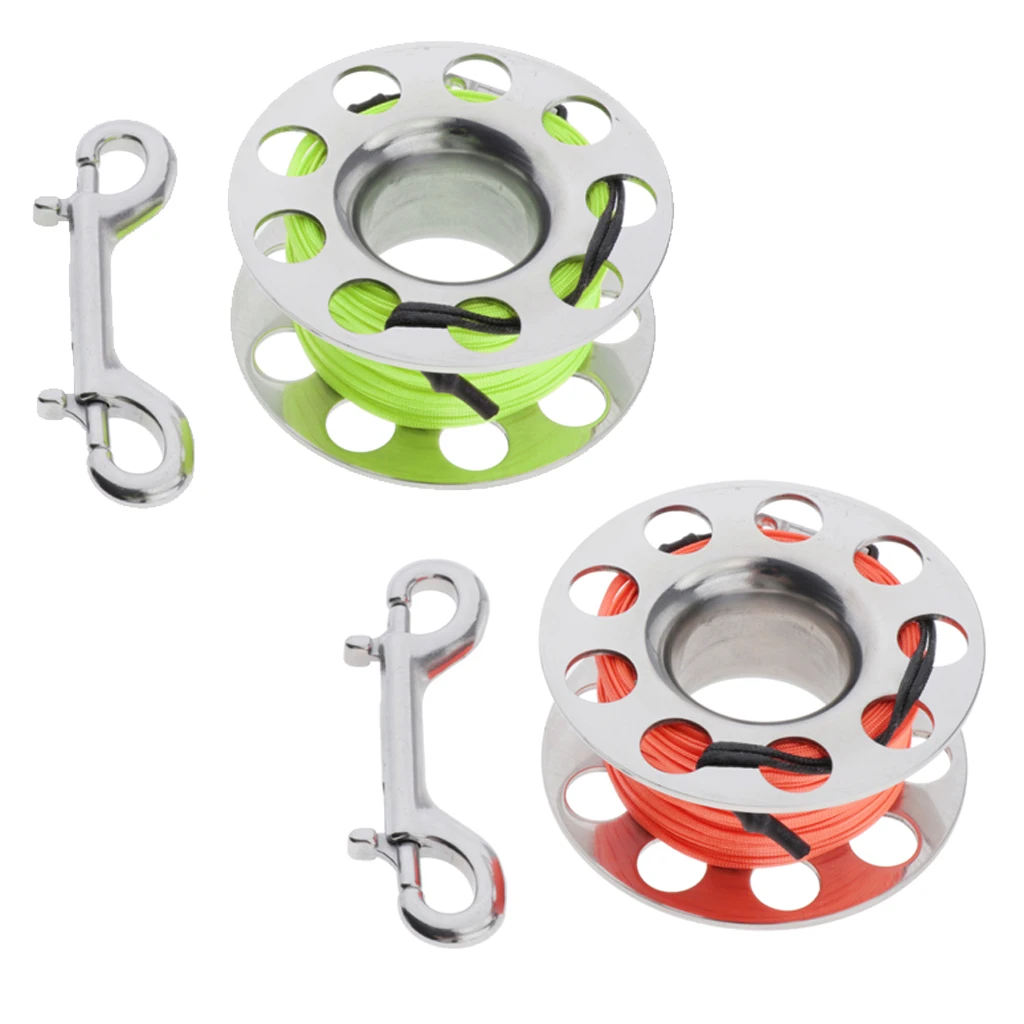 Diving Finger Spool Stainless Steel Scuba Diving Dive Reel Corrosion Resistant with 18m Line for Snorkeling
