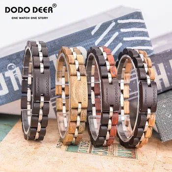 

DODO DEER Pure Natural Handicraft Wooden Bracelet Lady Colorful Pulseras Stainless Steel Bracelet Jewelry Gift Exquisite Gift
