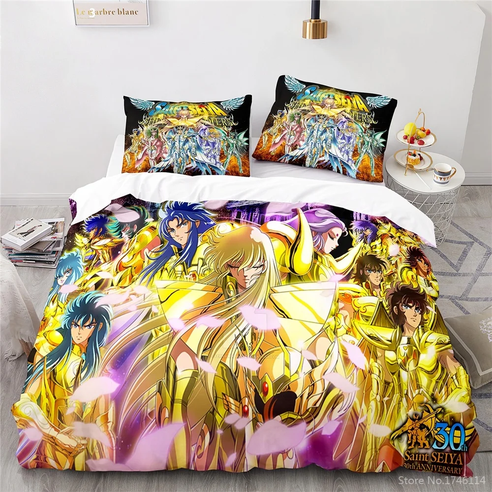 Anime Saint Seiya 3D Print Bedding Set Queen King Size Duvet Cover Set Soft Quilt Cover Pillowcase set Home Textile Bedclothes