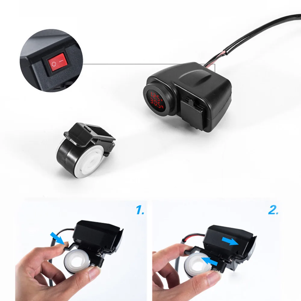 Вольтметр мотоцикл термометр двойной USB зарядное устройство разъем для руля оборудования