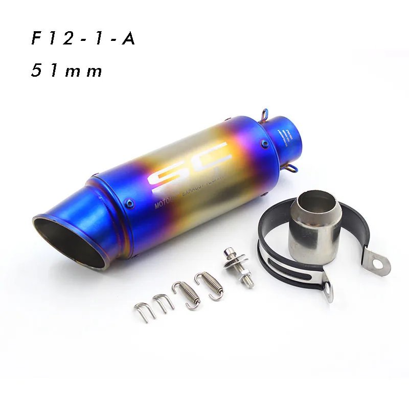 Универсальный 51/61 мм Akrapovic выхлопной мотоцикл SC трубы Escape Moto для Kawasaki Z750 Z900 CBR600 CBR1000 TMAX500 Мотоцикл Велосипед - Цвет: F12-1-A