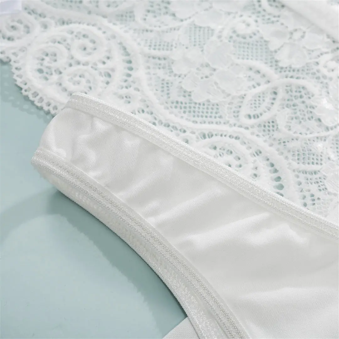 Sexy Lingerie Lace Bra Set Underwear Set Transparent Lingerie Set White Female 3 Piece Lingerie Set Underwear for Women LNE176 ethika set
