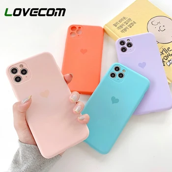 

LOVECOM Camera Protection Phone Case For iPhone 11 Pro Max XR XS Max 7 8 Plus X Soft Silicon Cute Heart Phone Back Cover Coque