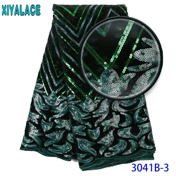 

New Arrival African Velvet Lace Fabric High Quality Tulle Lace Embroidery African Nigerian Lace With Sequins For Wedding 3041b