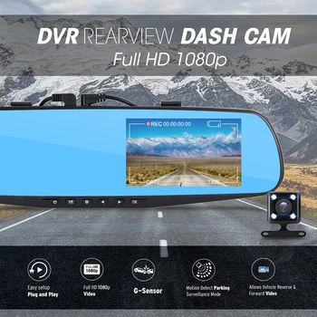 

4.3 Inch LCD DVR Video Dash Cam Recorder 1080P FHD Camera Dual Lens Driving Recorder NJ88