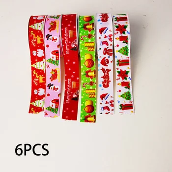 

Polyester Christmas Satin Ribbons 3yard 25mm 6pcs Silk Materials Wrapping