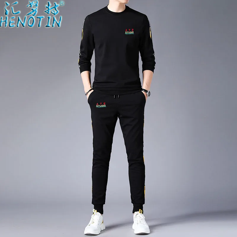 

Sink Knut Genuine Product Autumn New Style Men Printed Hoodie Suit Sports Clothing Two-Piece Set Trend Casual Middle-aged