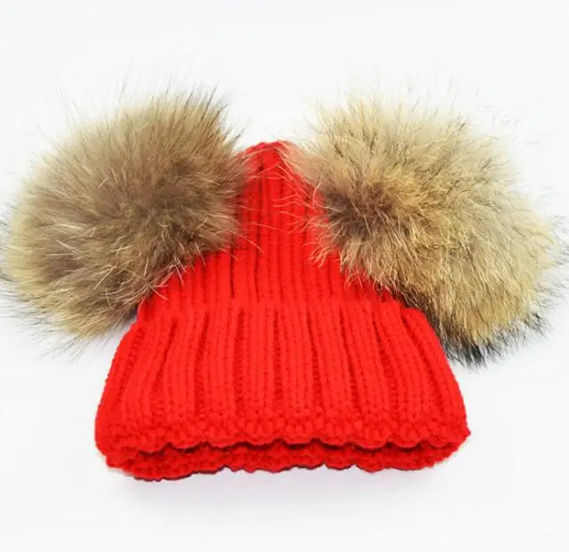 Зимняя шапка для девочек 027 - Цвет: BIG RED 2-6T