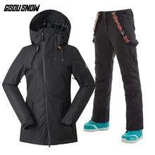 Gsou Снежный женский лыжный костюм, лыжный сноуборд, одежда, брюки, водонепроницаемые, ветрозащитные, уличная спортивная одежда, куртка, брюки, супер теплая одежда
